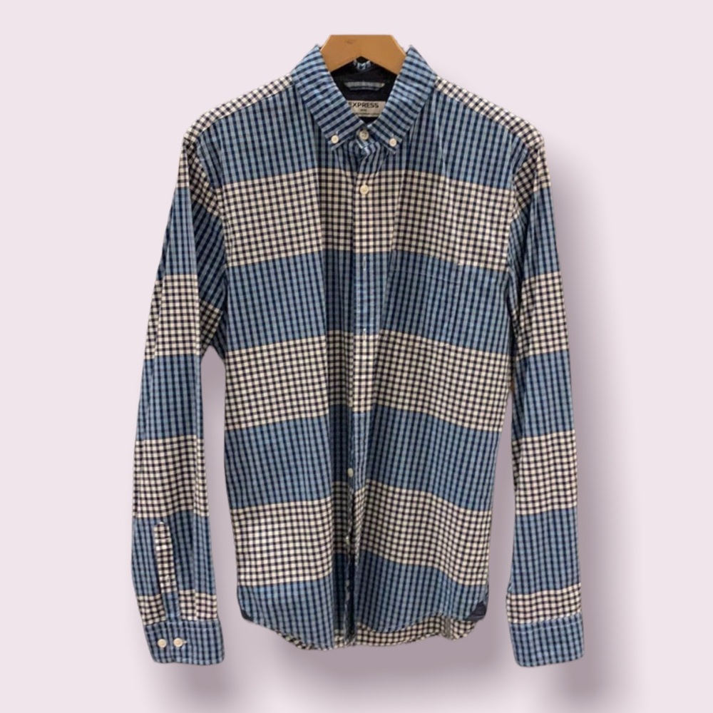 Express checkered button down shirt